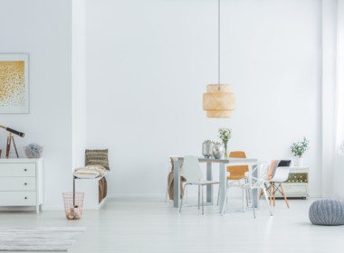 White loft with dining table